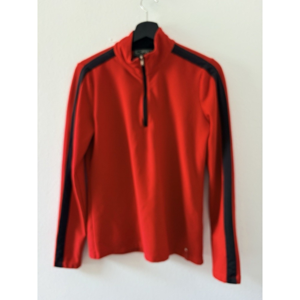 Lauren Ralph Lauren Active Womens L Red Black 1/4 Zip Pullover Jacket Top